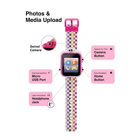 🌈 iTech Junior Girls Earbuds & Smartwatch Set - Rainbow Checker - Picture 3 of 6